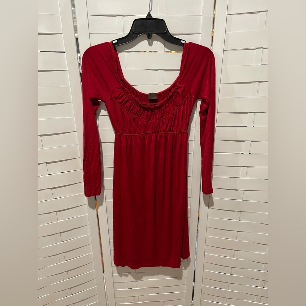 Lush Ruffle Red Long Sleeved Mini Dress